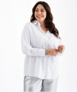 Chemise manches longues dos rallongé femme grande taille[MISSING]